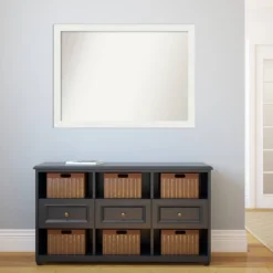 42" X 31" Non-Beveled Vanity White Narrow Bathroom Wall Mirror - Amanti Art -Home Decor Shop GUEST eb8a57df a831 4de6 a726 9473fcf2519a