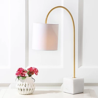 25" Marble Fisher Table Lamp (Includes LED Light Bulb) White/Brass - Jonathan Y 3 25" Marble Fisher Table Lamp (Includes LED Light Bulb) White/Brass - Jonathan Y