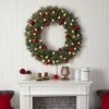 Nearly Natural 48" Pre-lit LED Decorated Frosted Pine Artificial Christmas Wreath Green With Warm White Lights -Home Decor Shop GUEST ec5a86a2 da8a 4877 bebd c6030ebd4946