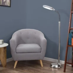 Hastings Home 55" Bendable Gooseneck Natural Daylight Floor Lamp - Chrome