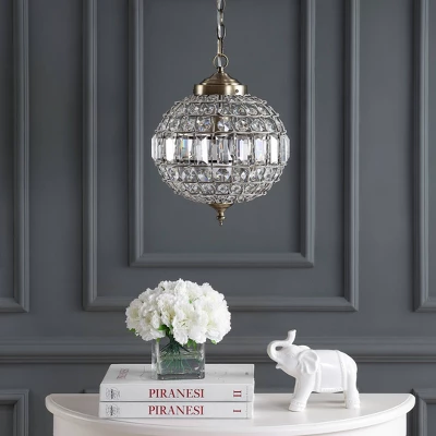 12" Crystal/Metal Georgina Chandelier Pendant (Includes Energy Efficient Light Bulb) Antique Brass - JONATHAN Y 4 12" Crystal/Metal Georgina Chandelier Pendant (Includes Energy Efficient Light Bulb) Antique Brass - JONATHAN Y - Image 2