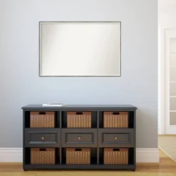 37" X 25" Non-Beveled Lucie Silver White Wood Wall Mirror - Amanti Art -Home Decor Shop GUEST f0d77750 df60 4a70 b567 9cdacffa1d5c