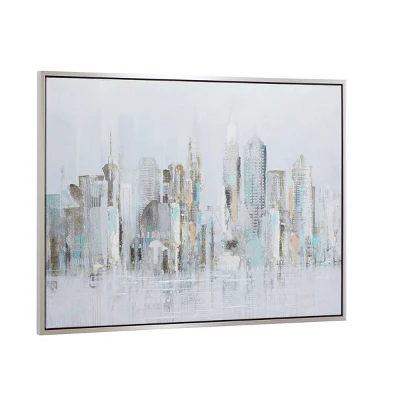 Canvas City Handmade Buildings Framed Wall Art With Silver Frame Gray - Olivia & May 5 Canvas City Handmade Buildings Framed Wall Art With Silver Frame Gray - Olivia & May - Image 3