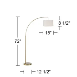 360 Lighting Cora Modern Arc Floor Lamp Standing 72" Tall Brass Metal White Linen Drum Shade Decor For Living Room Reading Bedroom Office House Home -Home Decor Shop GUEST f30622a4 7f20 487f 843d c7873bd8ec4b