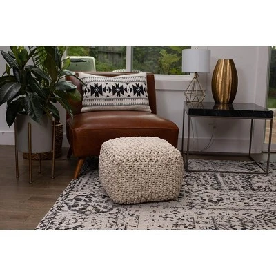 BirdRock Home Square Pouf Foot Stool Ottoman For Living Room & Bedroom - Natural 3 BirdRock Home Square Pouf Foot Stool Ottoman For Living Room & Bedroom - Natural