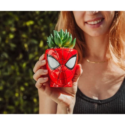 Silver Buffalo Marvel Comics Spider-Man 3-Inch Ceramic Mini Planter With Artificial Succulent 4 Silver Buffalo Marvel Comics Spider-Man 3-Inch Ceramic Mini Planter With Artificial Succulent - Image 2