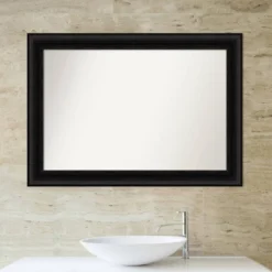 42" X 30" Non-Beveled Parlor Bathroom Wall Mirror Black - Amanti Art -Home Decor Shop GUEST f8204090 629d 449a 8160 2bceb34f4fcb
