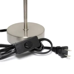 10.5" Petite Metal Stick Bedside Table Desk Lamp In Sand Nickel With Fabric Shade Orange - Creekwood Home -Home Decor Shop GUEST fa632b6e 8993 4f61 86d0 4481ed11105d