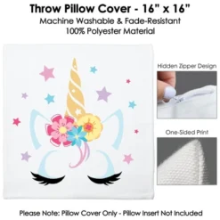 Big Dot Of Happiness Rainbow Unicorn - Magical Baby Shower Or Birthday Party Home Decorative Canvas Cushion Case - Throw Pillow Cover - 16 X 16 Inches -Home Decor Shop GUEST fa70a0e7 6f61 4c86 890b cf12dc9fc654