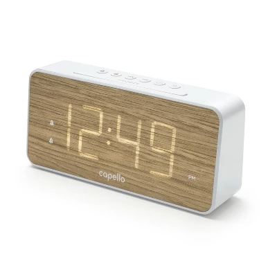 Extra Large Display Digital Alarm Clock White/Pine - Capello 3 Extra Large Display Digital Alarm Clock White/Pine - Capello