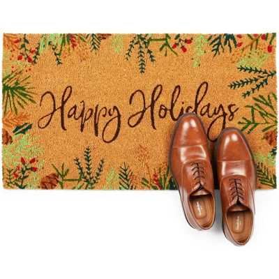 Okuna Outpost Happy Holidays Coco Coir Non Slip Christmas Doormat For Outdoor Entrance, Christmas Decor, 17 X 30 In 4 Okuna Outpost Happy Holidays Coco Coir Non Slip Christmas Doormat For Outdoor Entrance, Christmas Decor, 17 X 30 In - Image 2