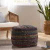 Cube Madrid Boho Handcrafted Fabric Pouf Black - Christopher Knight Home